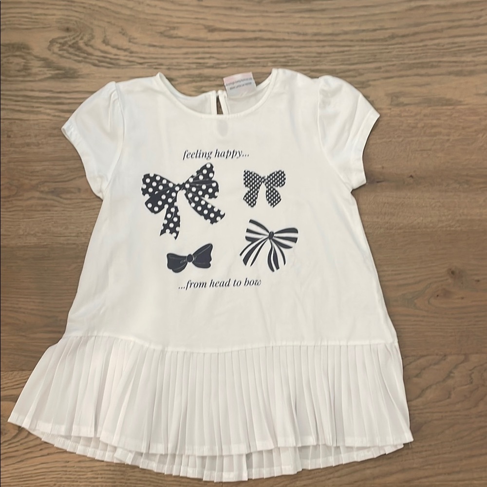 White Dress with Bow Print